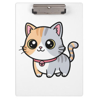 Cute Kawaii Cartoon Kitten Mascot Klemmbrett