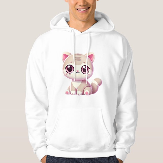 Cute Kawaii Cat Adorable Pastel Pink Kitty Design Hoodie (Vorderseite)