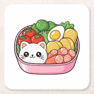 Cute Kawaii Cat Bento Box Rechteckiger Pappuntersetzer