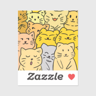 Cute Kawaii Cat Illustration Stickers Aufkleber