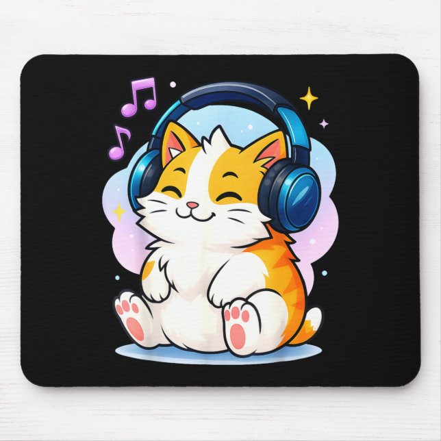 Cute Kawaii Cat Neko Funny Music Kitten Lover K-p  Mousepad (Vorne)