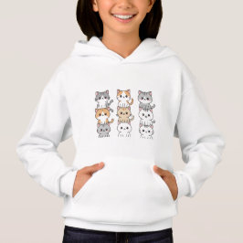 Cute Kawaii Cat Pile – Multi-Breed Adorable Cats Hoodie