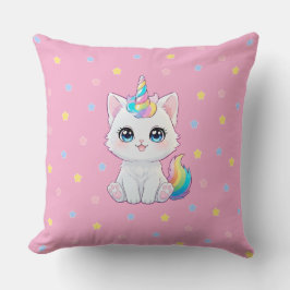 Cute Kawaii Caticorn Throw Pillow Kissen