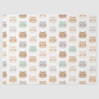 Cute Kawaii Cats Hand-Drawn Illustrations Pastel  Seidenpapier