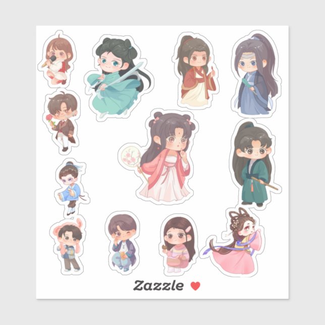 Cute Kawaii Chibi Character Stickers Aufkleber (Blatt)
