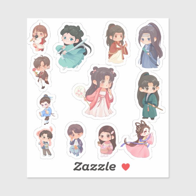 Cute Kawaii Chibi Character Stickers Aufkleber (Blatt)