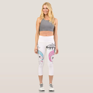 Cute Kawaii “Choose Happy” – Adorable Posi Capri Leggings