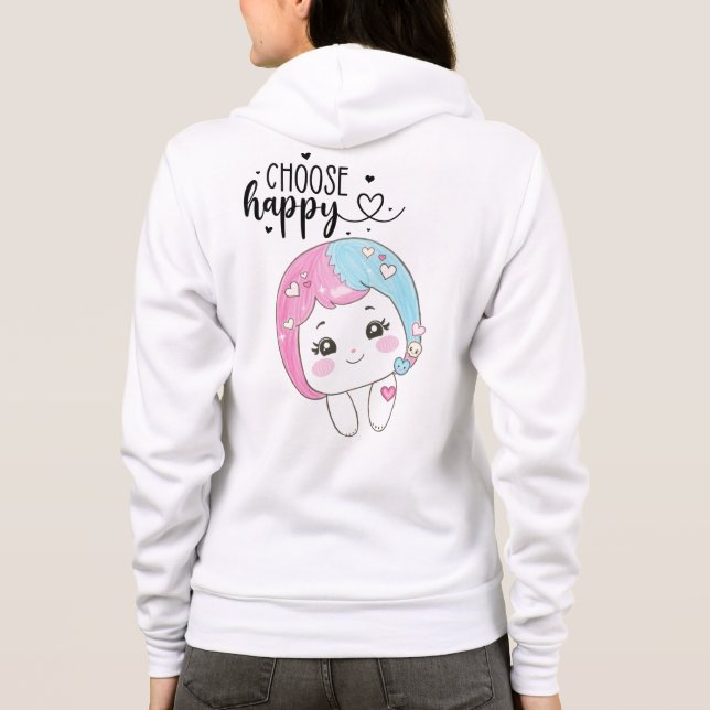 Cute Kawaii “Choose Happy”  – Adorable Posi Hoodie (Rückseite)