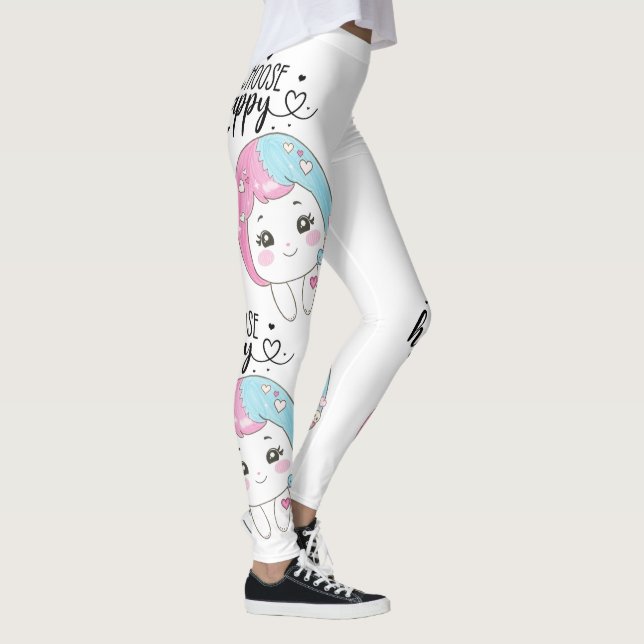 Cute Kawaii “Choose Happy”  – Adorable Posi Leggings (Rechts)