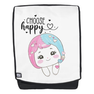 Cute Kawaii “Choose Happy” – Adorable Posi Rucksack