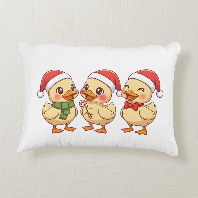 Cute Kawaii Christmas Ducks | Festive Holiday  Dekokissen (Rückseite)