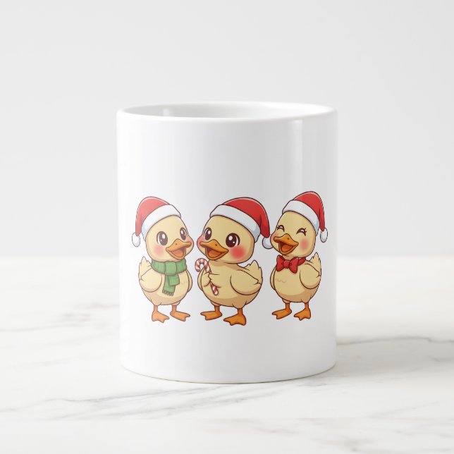 Cute Kawaii Christmas Ducks | Festive Holiday  Jumbo-Tasse (Vorderseite)