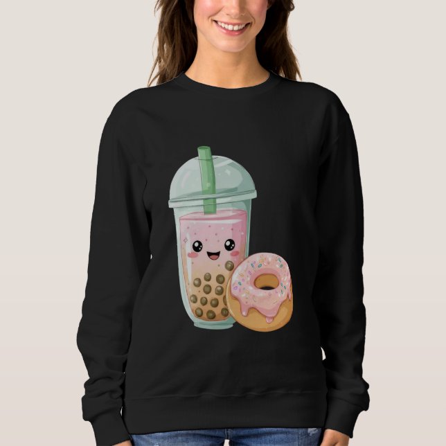 Cute Kawaii Donut and Drink Pastel Milkshake Lover Sweatshirt (Vorderseite)
