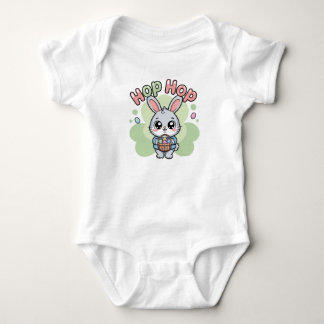 Cute Kawaii Easter Bunny Hop Hop Illustration Baby Strampler