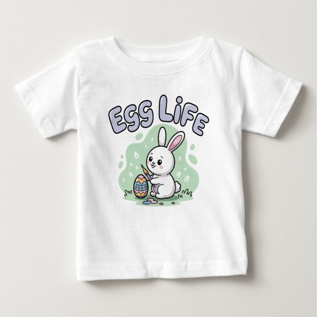 Cute Kawaii Egg Life Bunny Illustration Baby T-shirt (Vorderseite)