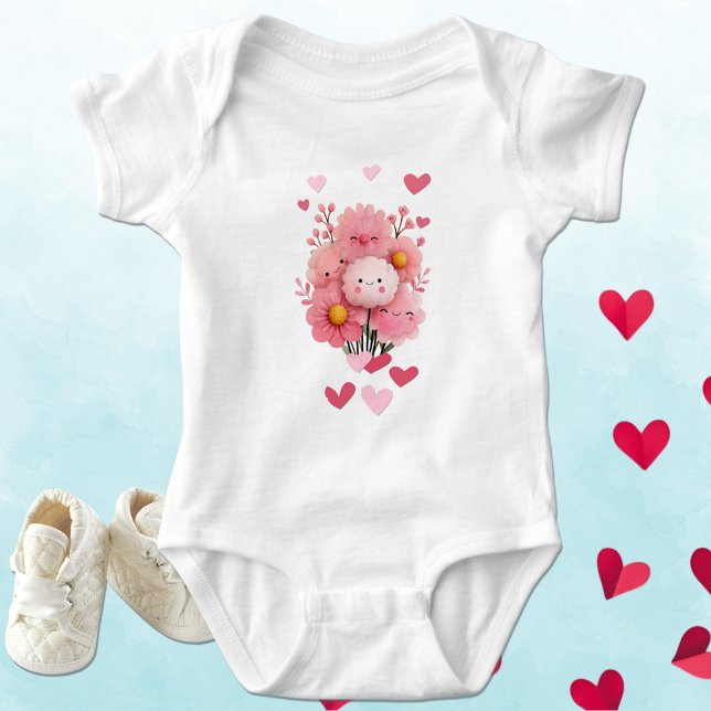 Cute Kawaii Flower With Hearts Baby Strampler (Von Creator hochgeladen)