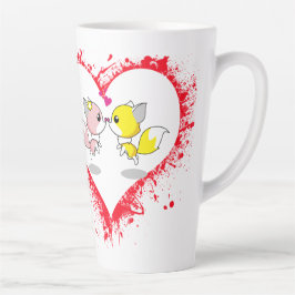 Cute Kawaii Foxes Kissing Heart Splatter Mug Milchtasse