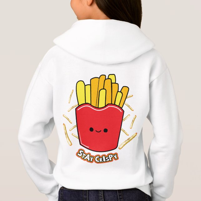 Cute Kawaii French Fries “Stay Crispy” KidsT-Shirt Hoodie (Rückseite)