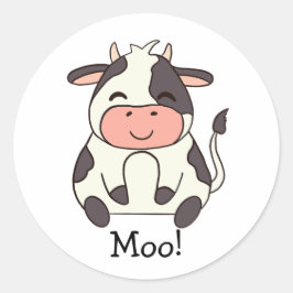 Cute Kawaii Friendly Cow Moo! Runder Aufkleber