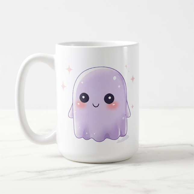 Cute Kawaii Ghost Coffee Mug | Cozy Halloween Cup Kaffeetasse (Links)