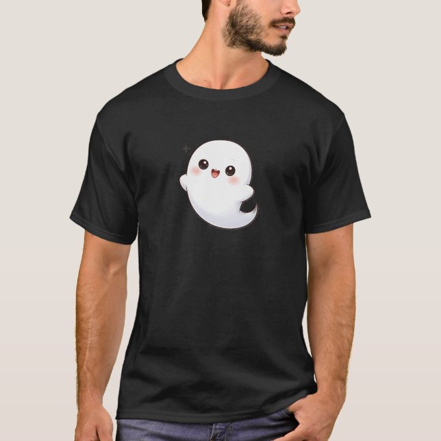 Cute Kawaii Ghost Floating – Adorable Cartoon  T-Shirt (Vorderseite)