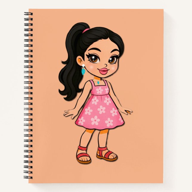 Cute Kawaii Girl Sticker Notizbuch (Vorderseite)