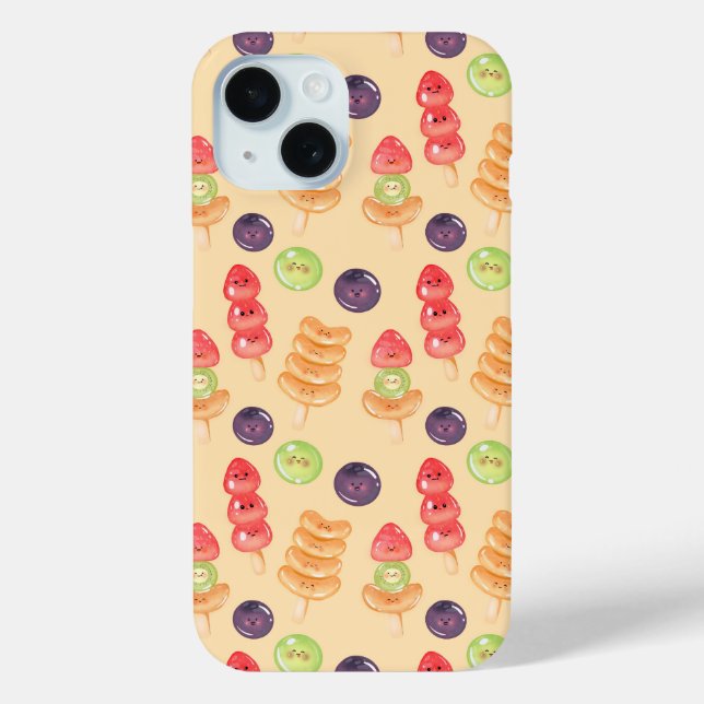 Cute Kawaii Hand-drawn Tanghulu Seamless Pattern Case-Mate iPhone Hülle (Rückseite)