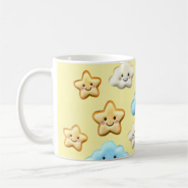 Cute Kawaii Happy Clouds & Stars Pattern Baby Kaffeetasse