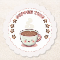 Cute Kawaii Kaffeetasse Untersetzer Coffee Time