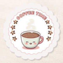 Cute Kawaii Kaffeetasse Untersetzer Coffee Time