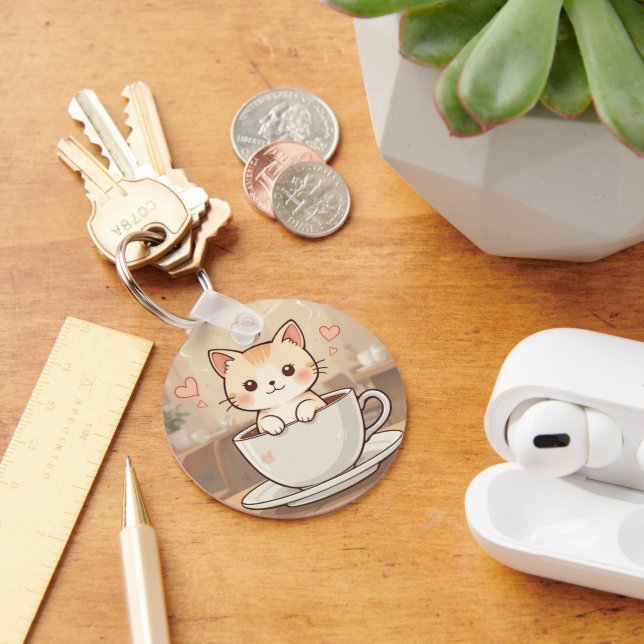 Cute Kawaii Kitten Keychain | keyring-gift idea  Schlüsselanhänger (Schreibtisch)