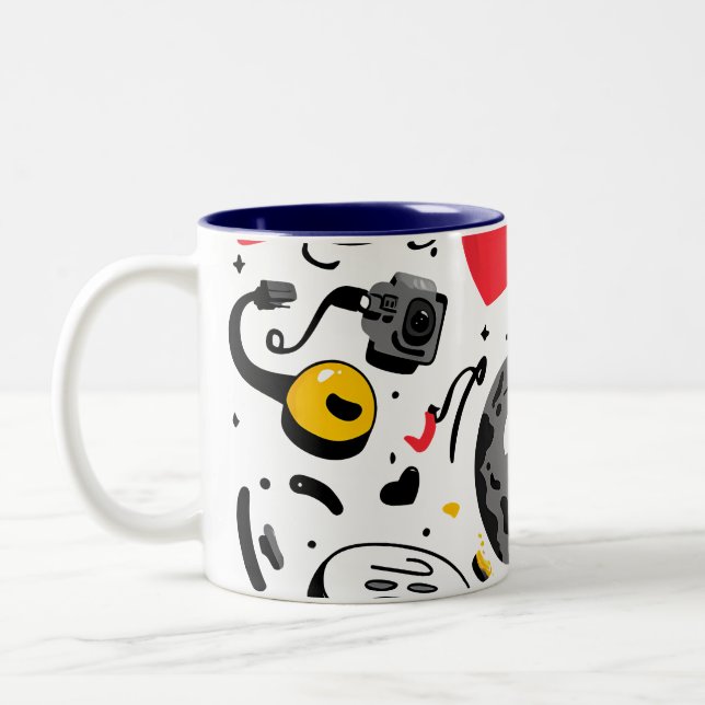 Cute Kawaii Moon Cartoon Coffee Mug Zweifarbige Tasse (Links)