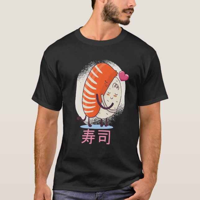 Cute Kawaii Nigiri Sushi Hugging - Funny Japanese T-Shirt (Vorderseite)