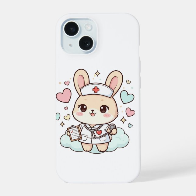 Cute Kawaii Nurse Bunny Phone Case iPhone 15 Hülle (Rückseite)