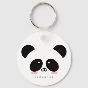 Cute Kawaii Panda   Add Your Name Schlüsselanhänger