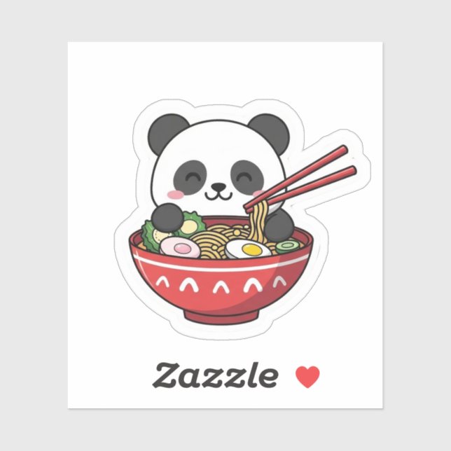 Cute  Kawaii Panda in Ramen Bowl Noodle Aufkleber (Blatt)