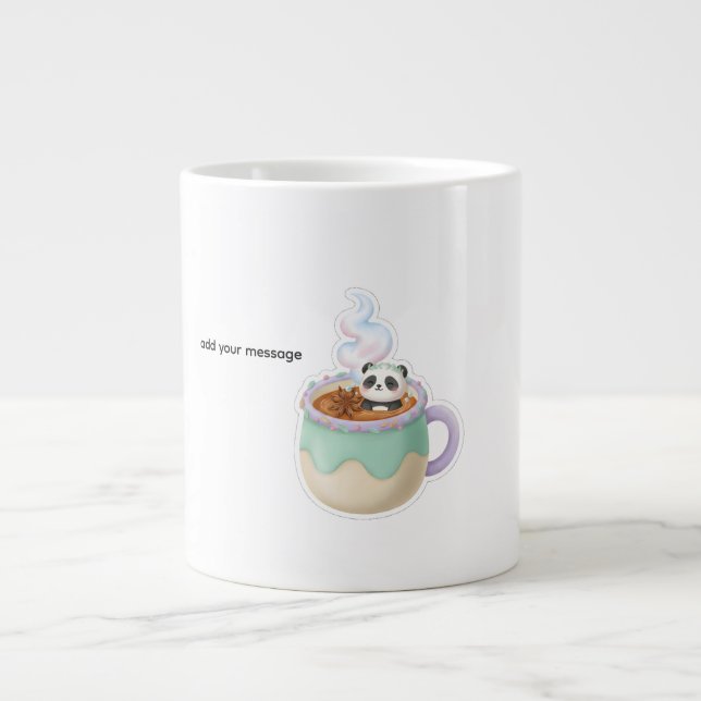Cute Kawaii Panda in Tea Mug Illustration Jumbo-Tasse (Vorderseite)