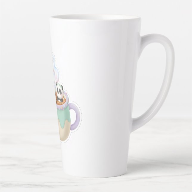 Cute Kawaii Panda in Tea Mug Illustration Milchtasse (Rechts)