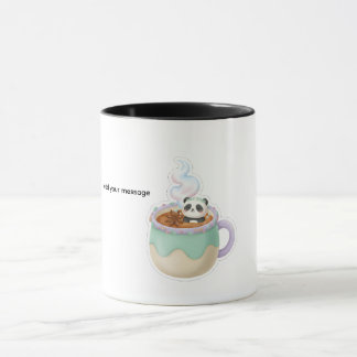Cute Kawaii Panda in Tea Mug Illustration Tasse