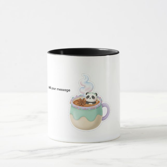 Cute Kawaii Panda in Tea Mug Illustration Tasse (Zentrum)
