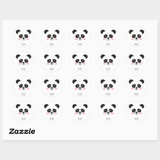 Cute Kawaii Panda Sticker – Custom Name Stickers (Blatt)