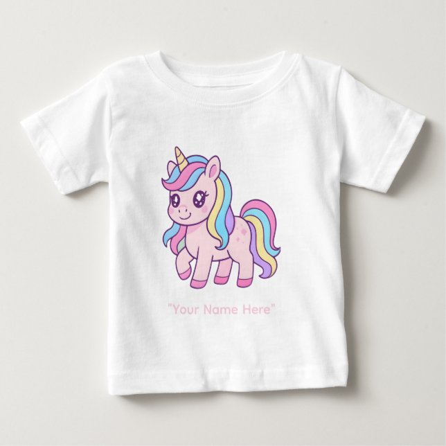 Cute Kawaii Pastel Unicorn Rainbow Girls Birthday  Baby T-shirt (Vorderseite)