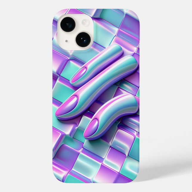 Cute Kawaii Pastel Wave Phone Case Glossy Abstract (Rückseite)