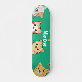 Cute Kawaii Peeking Cats Pattern  Skateboard