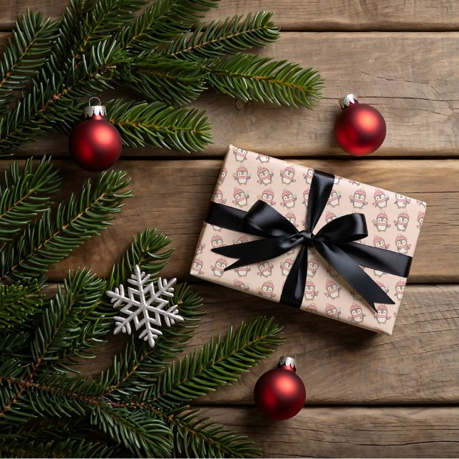 Cute kawaii penguin and gingerbread  geschenkpapier set (Von Creator hochgeladen)