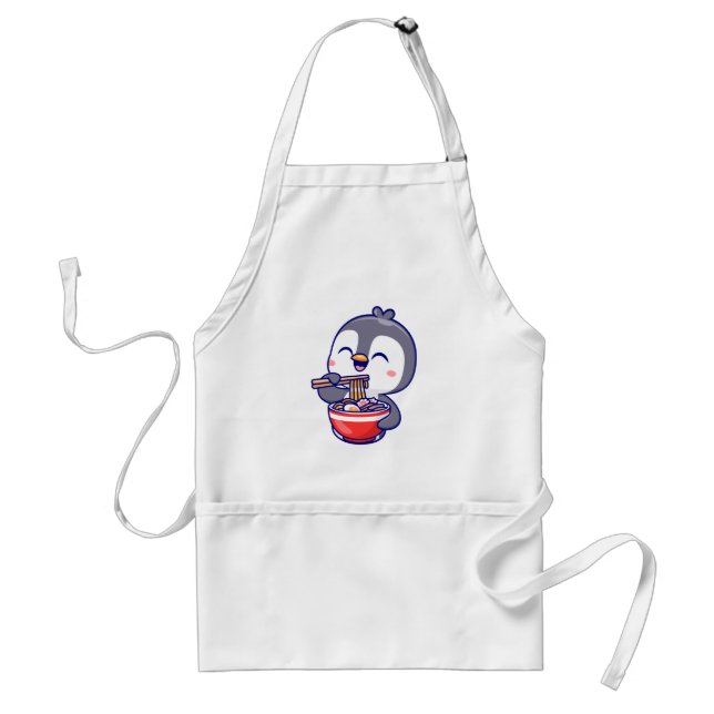 Cute Kawaii Penguin Eating Ramen Bowl Schürze (Vorne)