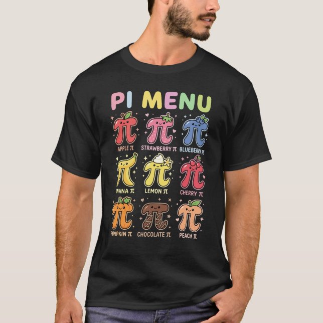 Cute Kawaii Pi Menu Inspiring Math Pi Day T-Shirt (Vorderseite)