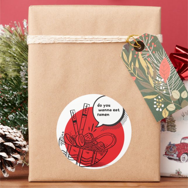 Cute Kawaii Ramen - Funny Japanese Food  Runder Aufkleber (Feiertag)