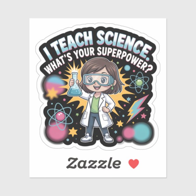 Cute Kawaii Science Teacher – Funny Superpower Lab Aufkleber (Blatt)