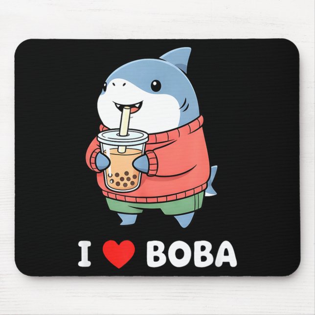 Cute Kawaii Shark Boba Tea Funny Bubble Tea Lover  Mousepad (Vorne)